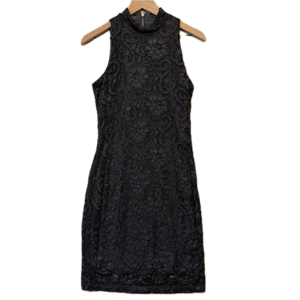 GREYSON Lennox Lace Dress Women's Size M Anthracite Grey Sleeveless Mock Neck
